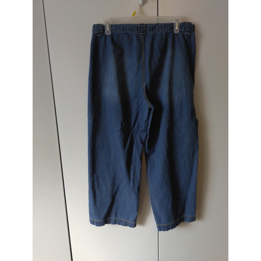 Curve Appeal Women's Wide Leg Jeans Size 10 30  Drawstring Waist Baggy Cropped - Picture 2 of 8